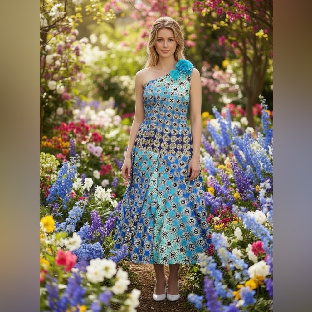 Lovely bespoke one shoulder asymmetrical dress
